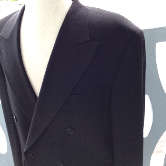 Jack Victor Montreal 100% Pure Virgin Wool Black Double Breasted Dress Blazer - Picture 5 of 16
